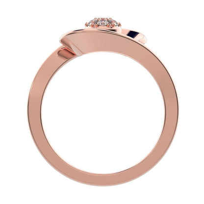 0.105 ct Round Cut Simulated Clear Diamond dainty Minimalist floral halo cluster cocktail swirl 14K / 18K Solid Rose Gold everyday ring