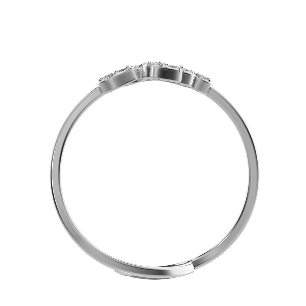 0.12 ct Round Cut Simulated Clear Diamond dainty Minimalist Leaf eye cluster floral cocktail swirl 14K / 18K Solid White Gold everyday ring