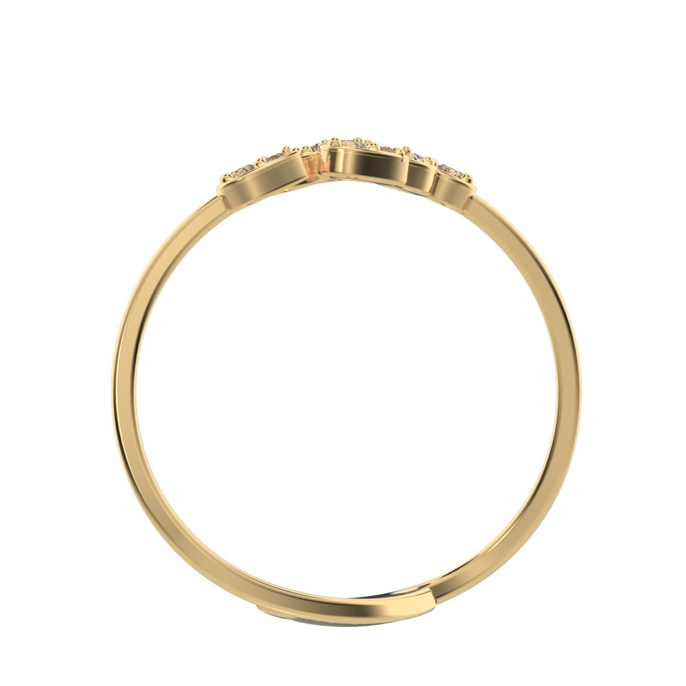 0.12 ct Round Cut Simulated Clear Diamond dainty Minimalist Leaf eye floral cocktail swirl 14K / 18K Solid Yellow Gold everyday ring