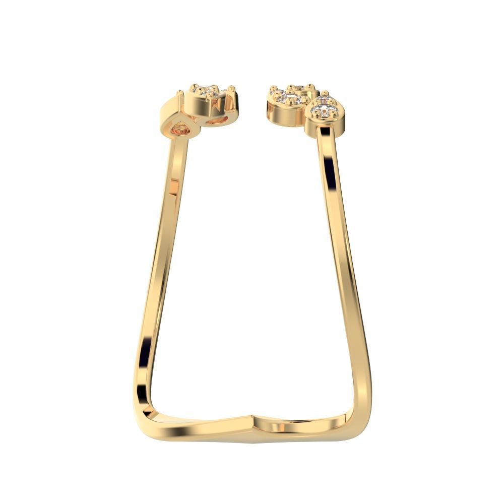 0.12 ct Round Cut Simulated Clear Diamond dainty Minimalist Leaf eye floral cocktail swirl 14K / 18K Solid Yellow Gold everyday ring