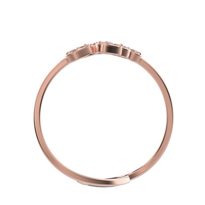 0.12 ct Round Cut Simulated Clear Diamond dainty Minimalist Leaf eye cluster floral cocktail swirl 14K / 18K Solid Rose Gold everyday ring