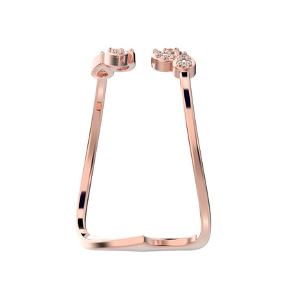 0.12 ct Round Cut Simulated Clear Diamond dainty Minimalist Leaf eye cluster floral cocktail swirl 14K / 18K Solid Rose Gold everyday ring