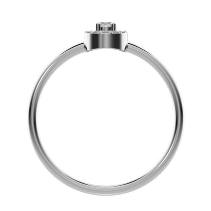 0.12 ct Round Cut Simulated Clear Diamond dainty Minimalist halo cluster solitaire with accents 14K / 18K Solid White Gold everyday ring