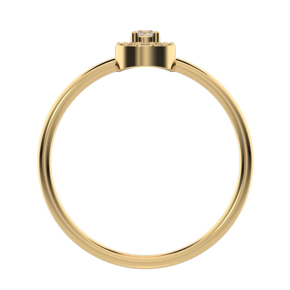 0.12 ct Round Cut Simulated Clear Diamond dainty Minimalist halo cluster solitaire with accents 14K / 18K Solid Yellow Gold everyday ring