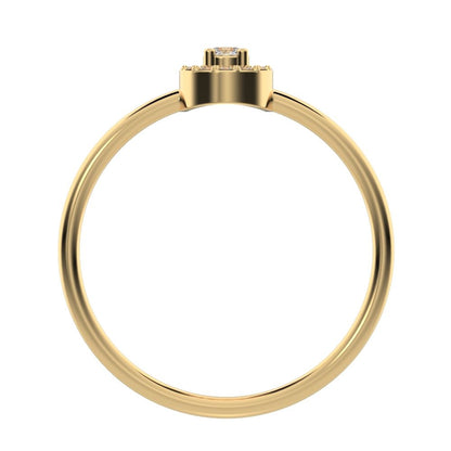 0.12 ct Round Cut Moissanite dainty Minimalist halo cluster solitaire with accents light 14K / 18K Solid Yellow Gold everyday ring