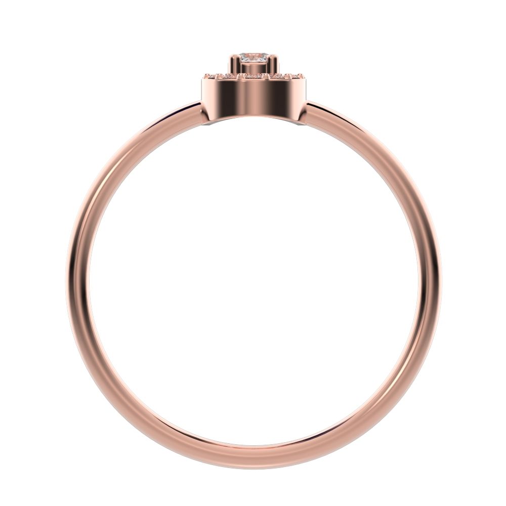 0.12 ct Round Cut Moissanite dainty Minimalist halo cluster solitaire with accents light 14K / 18K Solid Rose Gold everyday ring