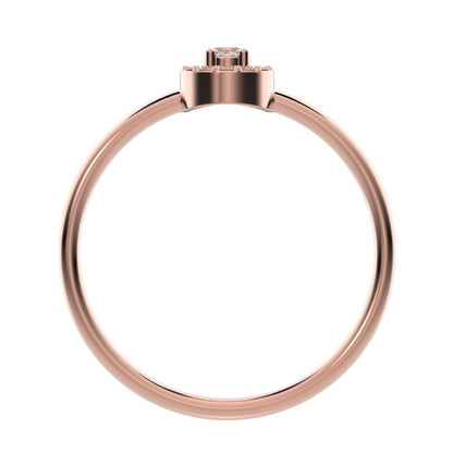 0.12 ct Round Cut Moissanite dainty Minimalist halo cluster solitaire with accents light 14K / 18K Solid Rose Gold everyday ring