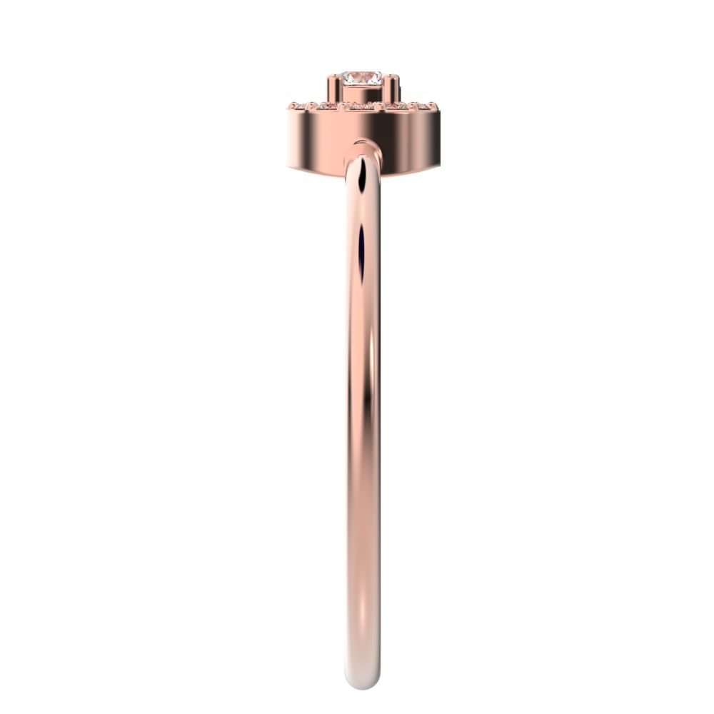 0.12 ct Round Cut Simulated Clear Diamond dainty Minimalist halo cluster solitaire with accents 14K / 18K Solid Rose Gold everyday ring