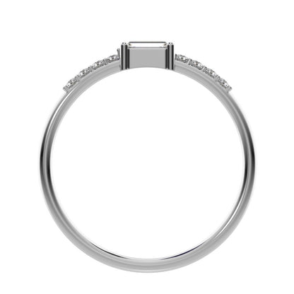0.22Ct Baguette Cut Simulated Clear Diamond Minimalist Half Eternity Stackable simple 14K / 18K Solid White Gold everyday wedding band