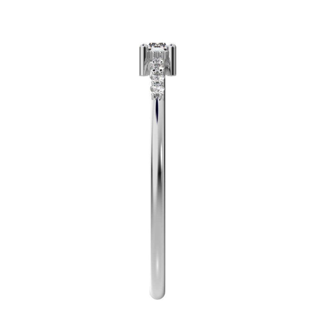 0.22Ct Baguette Cut Simulated Clear Diamond Minimalist Half Eternity Stackable simple 14K / 18K Solid White Gold everyday wedding band