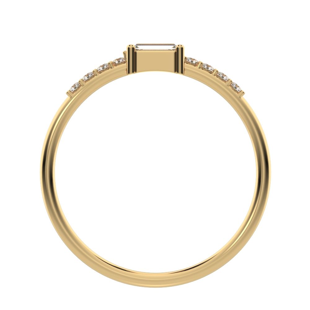 0.22 ct Baguette Cut Moissanite dainty Minimalist Half Eternity Stackable simple light 14K / 18K Solid Yellow Gold everyday wedding band