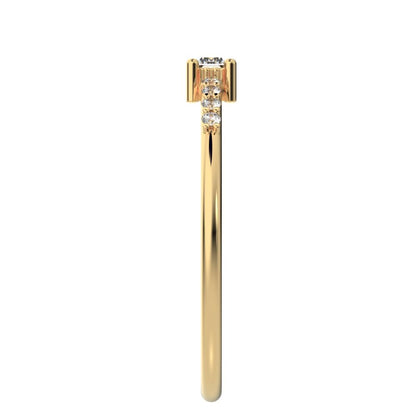 0.22 ct Baguette Cut Moissanite dainty Minimalist Half Eternity Stackable simple light 14K / 18K Solid Yellow Gold everyday wedding band