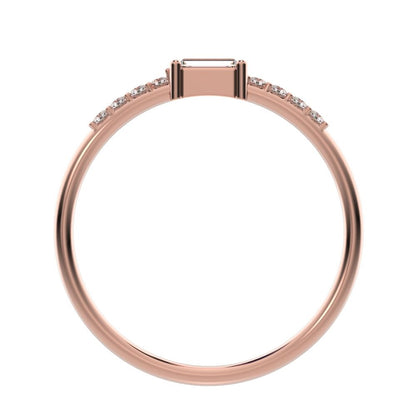 0.22Ct Baguette Cut Simulated Clear Diamond Minimalist Half Eternity Stackable simple 14K / 18K Solid Rose Gold everyday wedding band