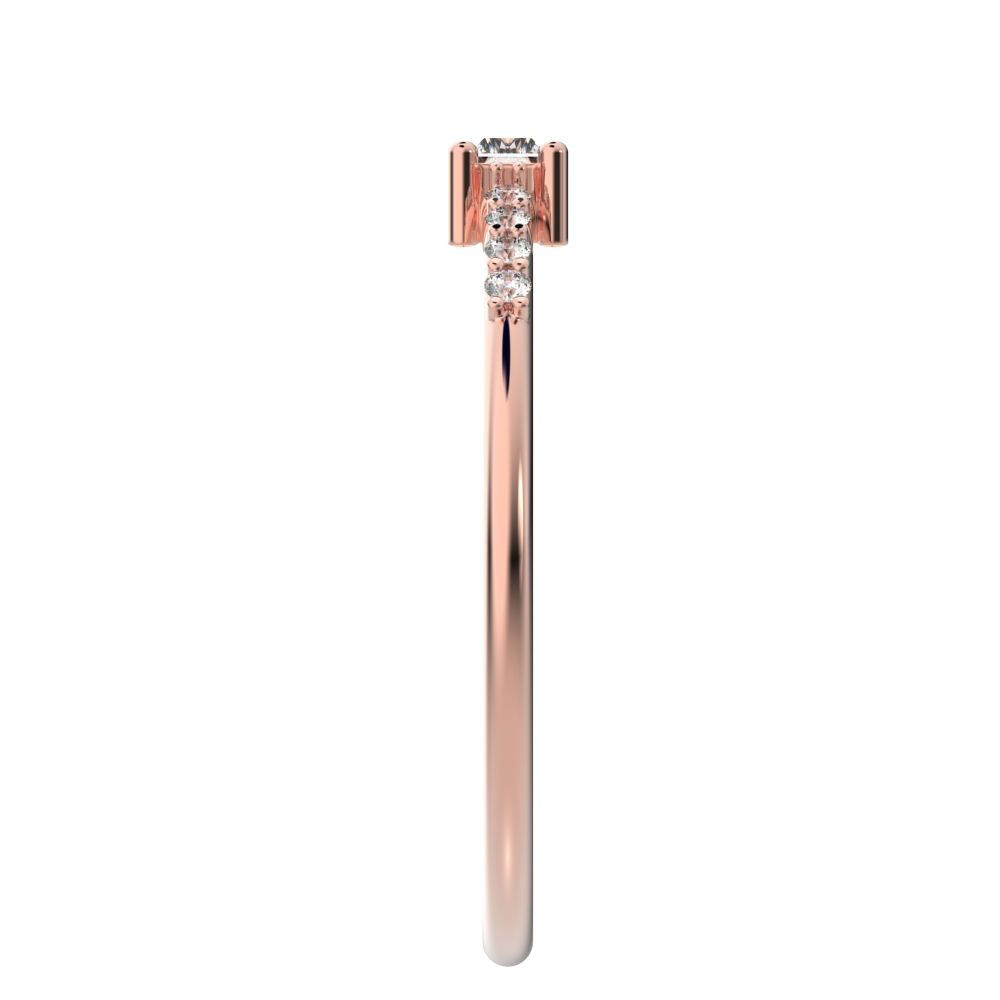 0.22Ct Baguette Cut Simulated Clear Diamond Minimalist Half Eternity Stackable simple 14K / 18K Solid Rose Gold everyday wedding band