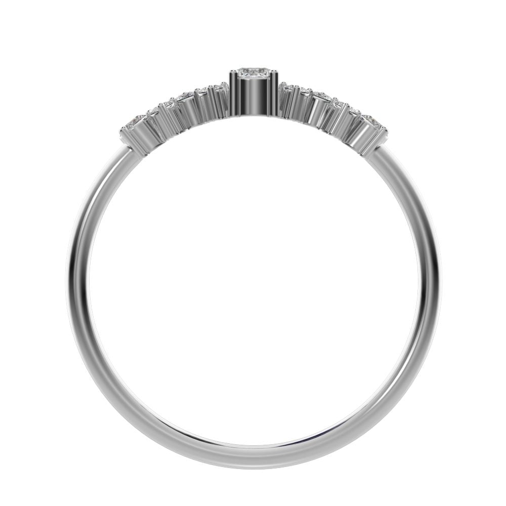 0.17Ct Round Cut Moissanite Minimalist Constellation Stackable Half Eternity cluster 14K / 18K Solid White Gold everyday wedding band