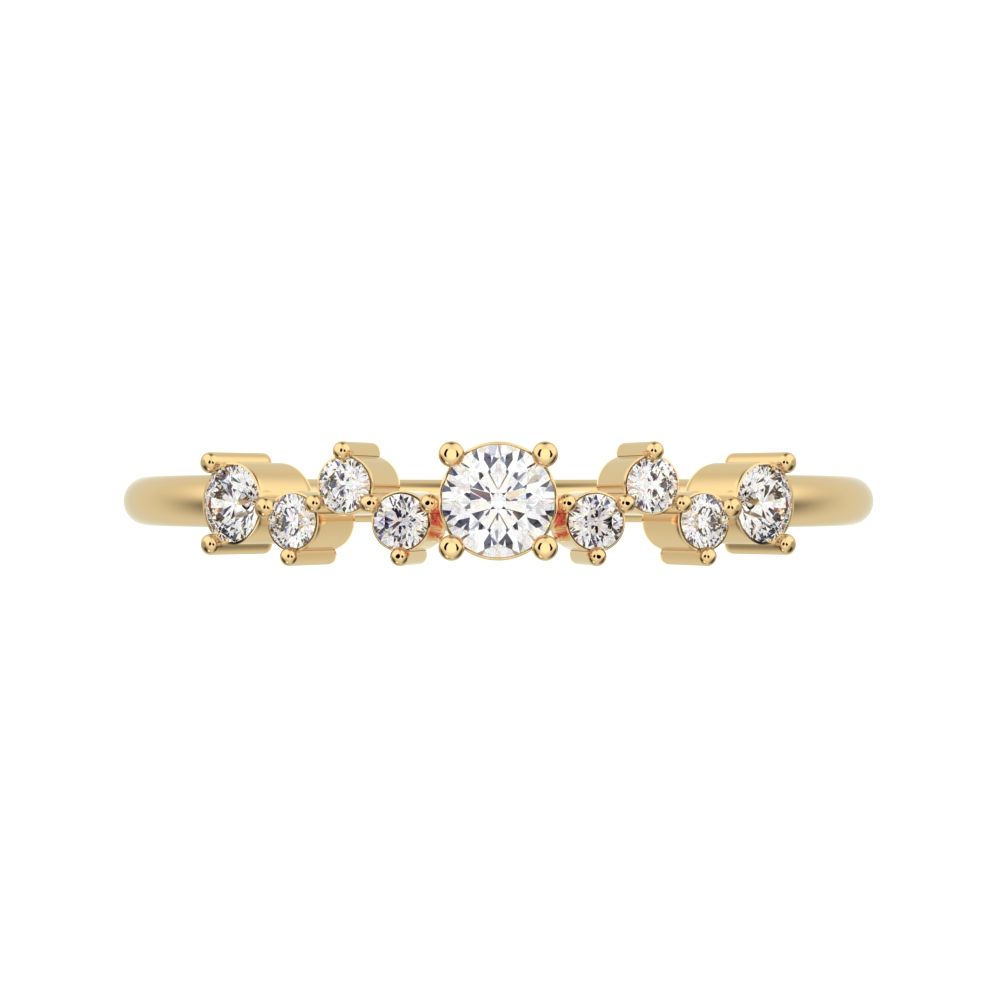 0.17Ct Round Cut Simulated Clear Diamond Constellation Stackable Half Eternity cluster 14K / 18K Solid Yellow Gold everyday wedding band