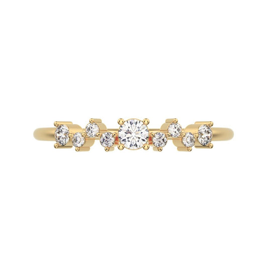 0.17Ct Round Cut Simulated Clear Diamond Constellation Stackable Half Eternity cluster 14K / 18K Solid Yellow Gold everyday wedding band