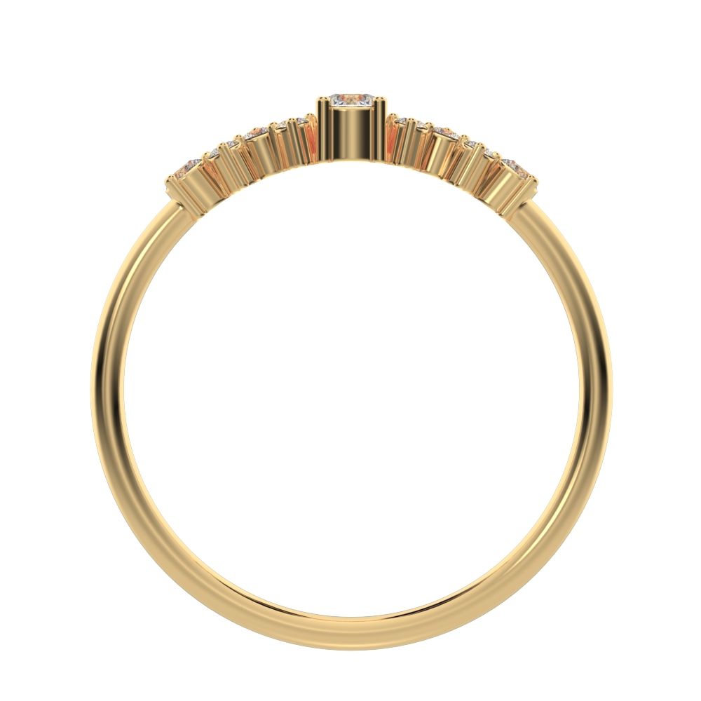 0.17Ct Round Cut Simulated Clear Diamond Constellation Stackable Half Eternity cluster 14K / 18K Solid Yellow Gold everyday wedding band