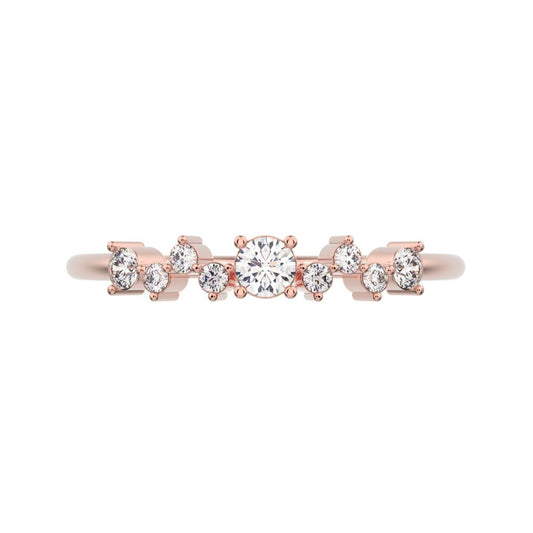 0.17Ct Round Cut Simulated Clear Diamond Constellation Stackable Half Eternity cluster 14K / 18K Solid Rose Gold everyday wedding band