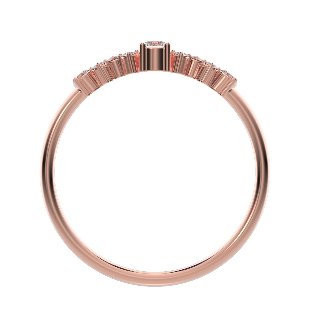 0.17Ct Round Cut Moissanite dainty Minimalist Constellation Stackable Half Eternity cluster 14K / 18K Solid Rose Gold everyday wedding band