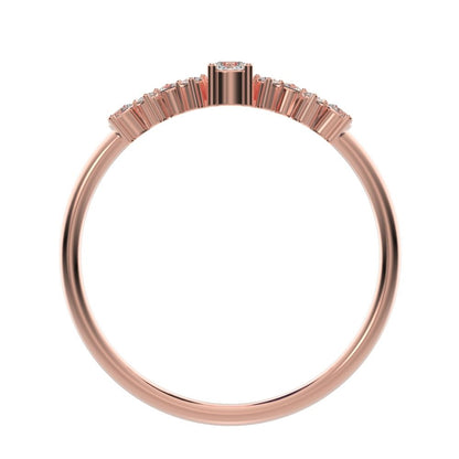 0.17Ct Round Cut Moissanite dainty Minimalist Constellation Stackable Half Eternity cluster 14K / 18K Solid Rose Gold everyday wedding band