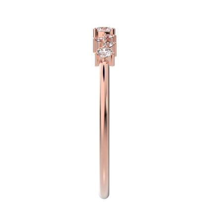 0.17Ct Round Cut Moissanite dainty Minimalist Constellation Stackable Half Eternity cluster 14K / 18K Solid Rose Gold everyday wedding band