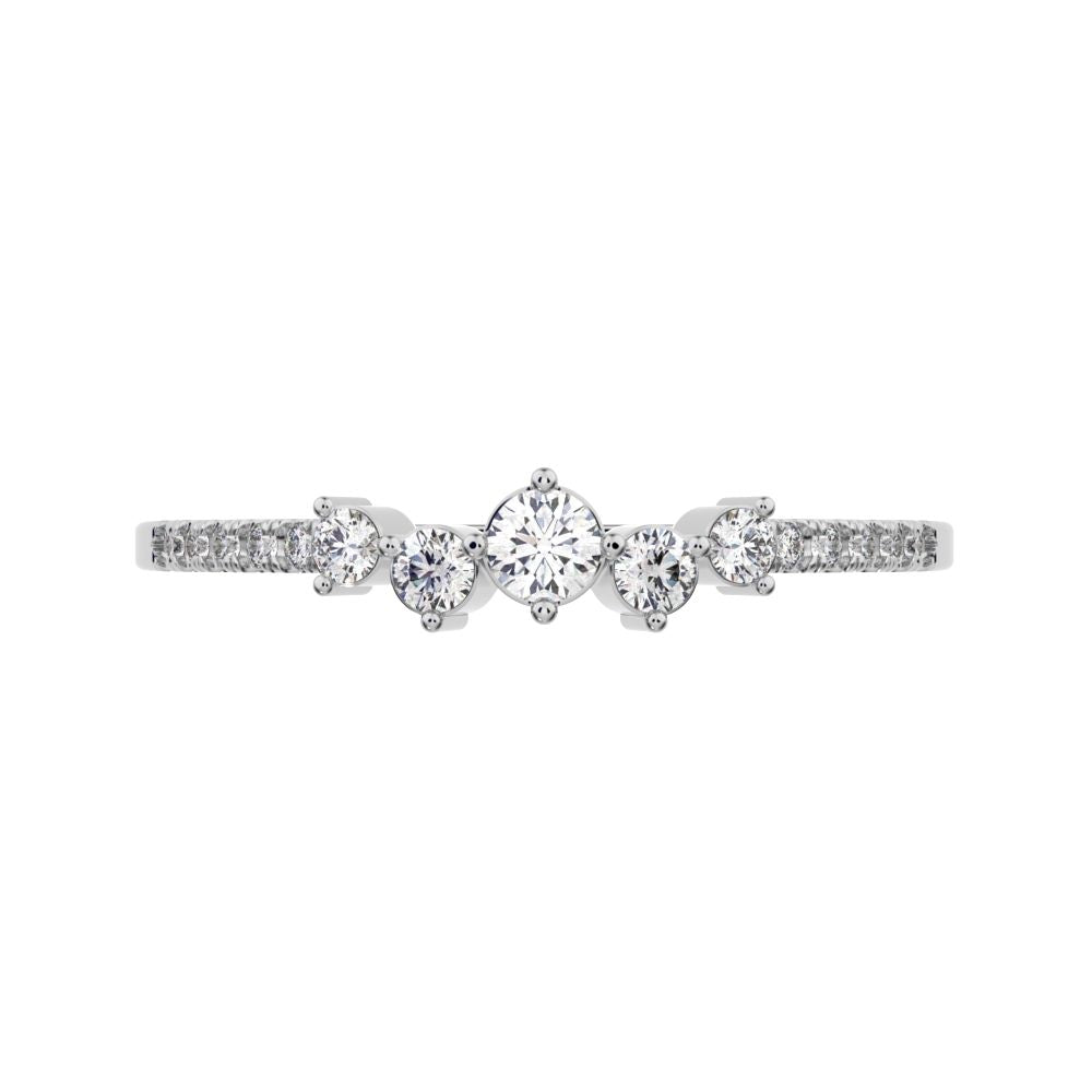 0.14Ct Round Cut Simulated Clear Diamond Constellation Stackable Half Eternity cluster 14K / 18K Solid White Gold everyday wedding band