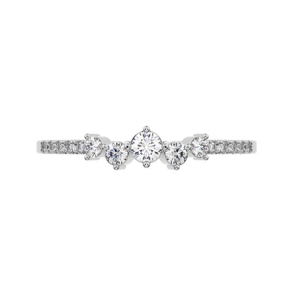 0.14Ct Round Cut Simulated Clear Diamond Constellation Stackable Half Eternity cluster 14K / 18K Solid White Gold everyday wedding band