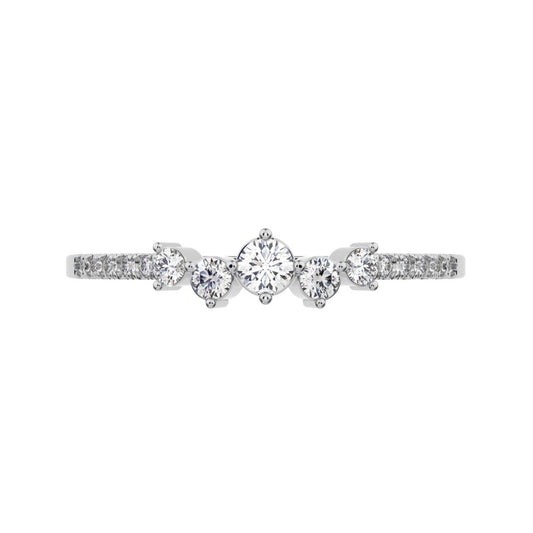 0.14Ct Round Cut Moissanite Minimalist Constellation Stackable Half Eternity cluster 14K / 18K Solid White Gold everyday wedding band