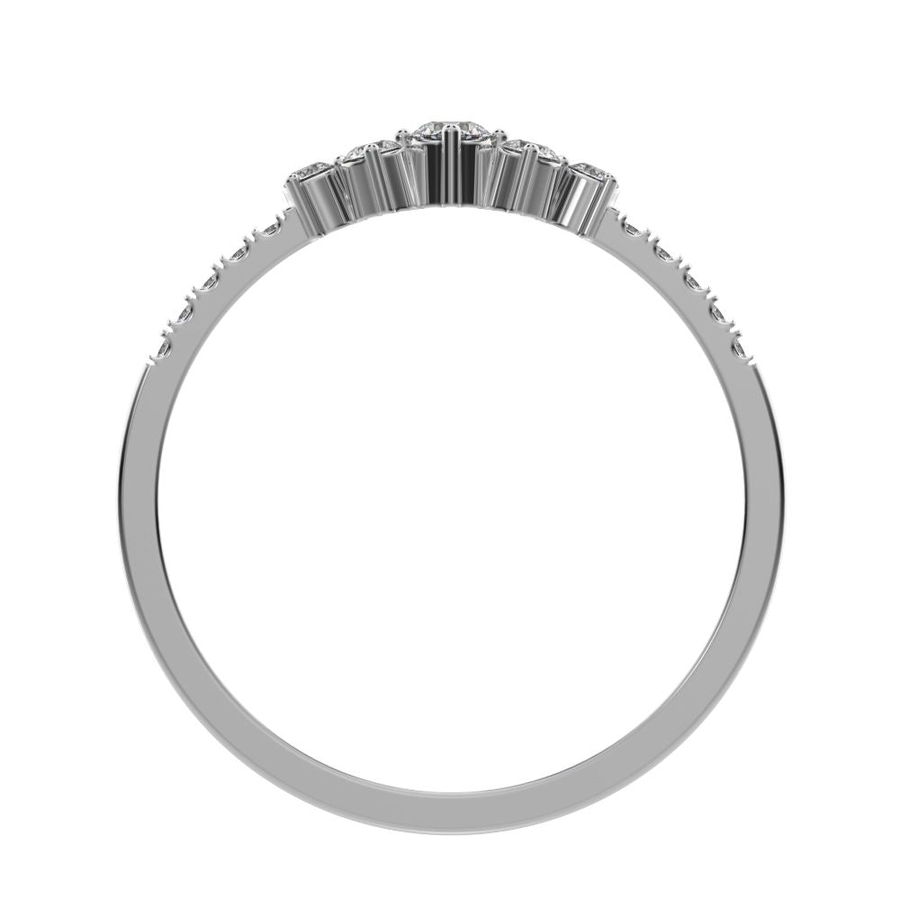 0.14Ct Round Cut Moissanite Minimalist Constellation Stackable Half Eternity cluster 14K / 18K Solid White Gold everyday wedding band