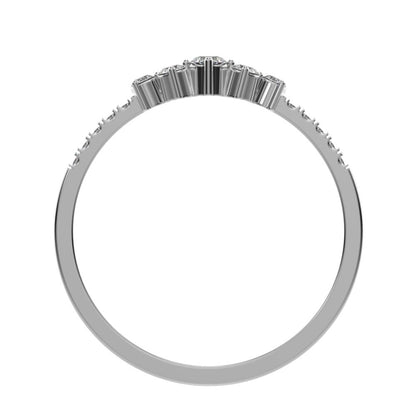 0.14Ct Round Cut Moissanite Minimalist Constellation Stackable Half Eternity cluster 14K / 18K Solid White Gold everyday wedding band