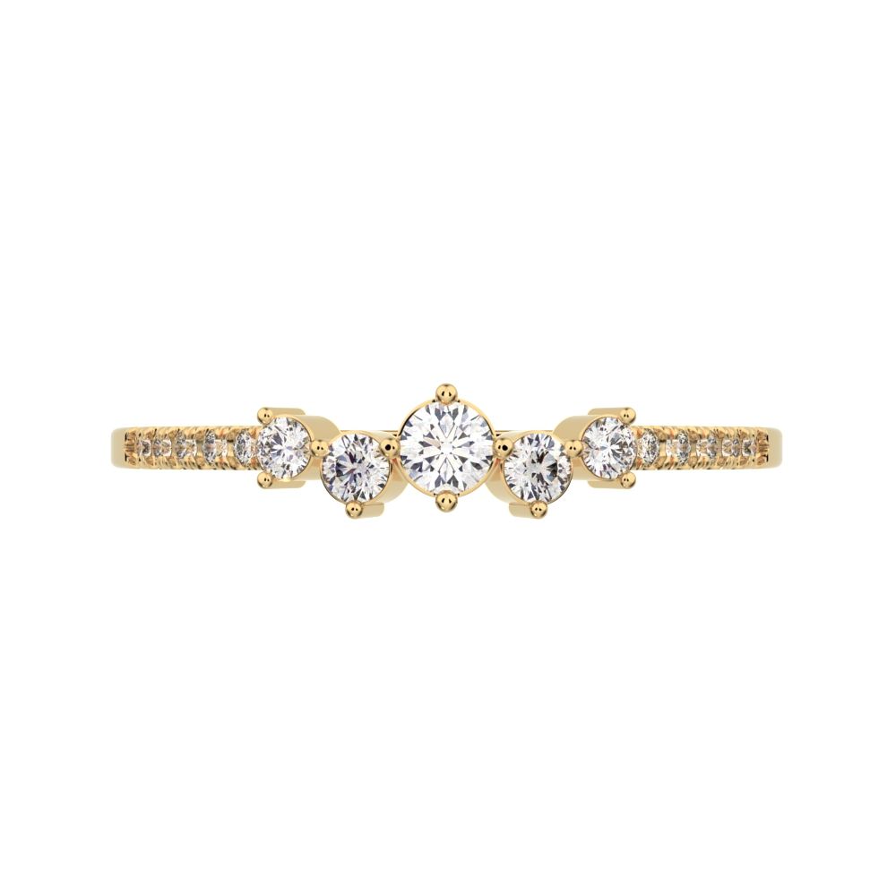 0.14Ct Round Cut Simulated Clear Diamond Constellation Stackable Half Eternity cluster 14K / 18K Solid Yellow Gold everyday wedding band