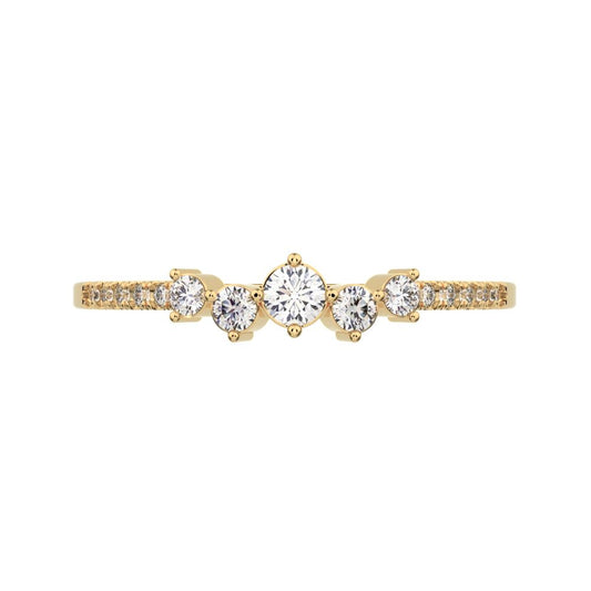 0.14Ct Round Cut Simulated Clear Diamond Constellation Stackable Half Eternity cluster 14K / 18K Solid Yellow Gold everyday wedding band