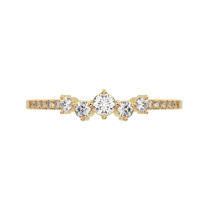 0.14Ct Round Cut Moissanite Minimalist Constellation Stackable Half Eternity cluster 14K / 18K Solid Yellow Gold everyday wedding band