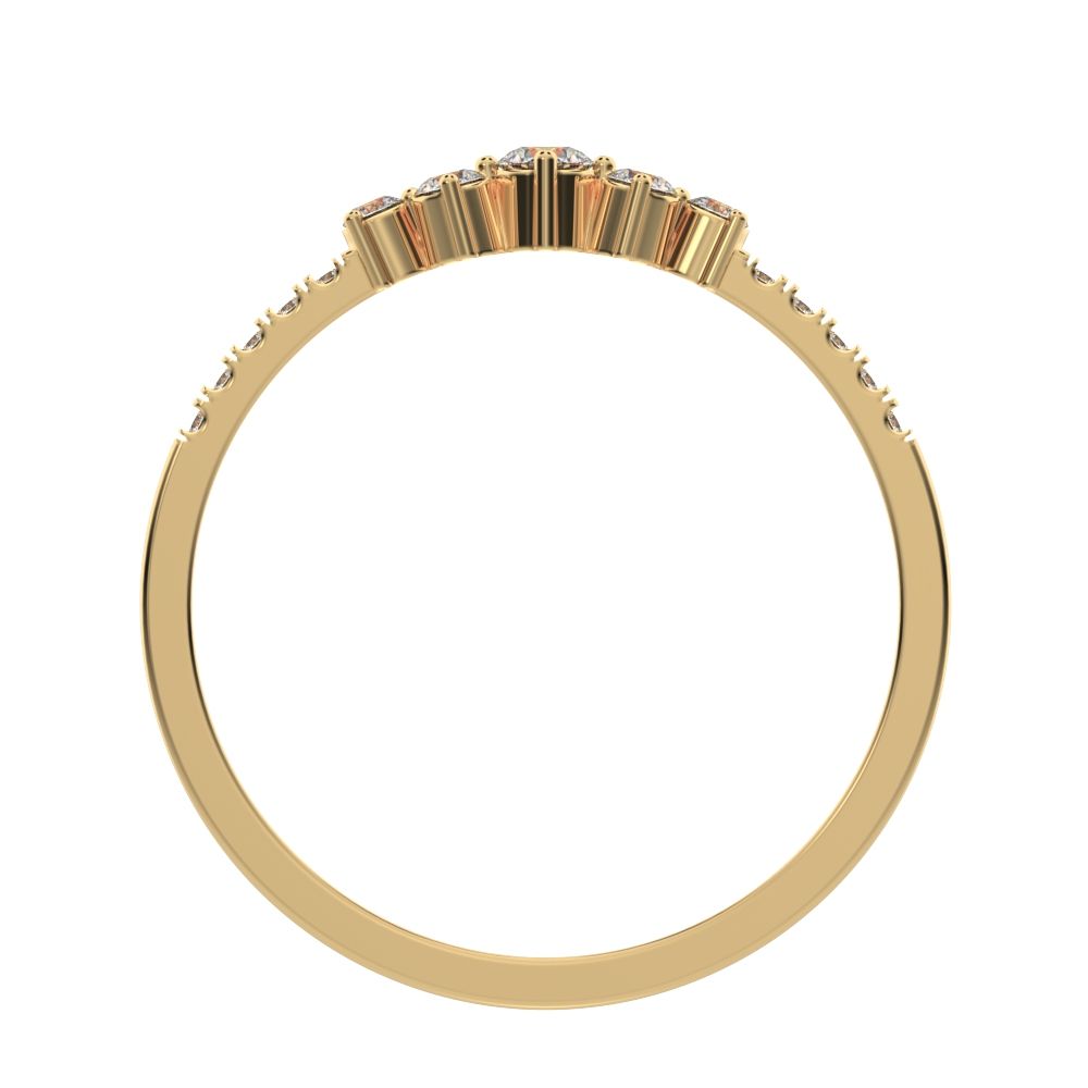 0.14Ct Round Cut Simulated Clear Diamond Constellation Stackable Half Eternity cluster 14K / 18K Solid Yellow Gold everyday wedding band