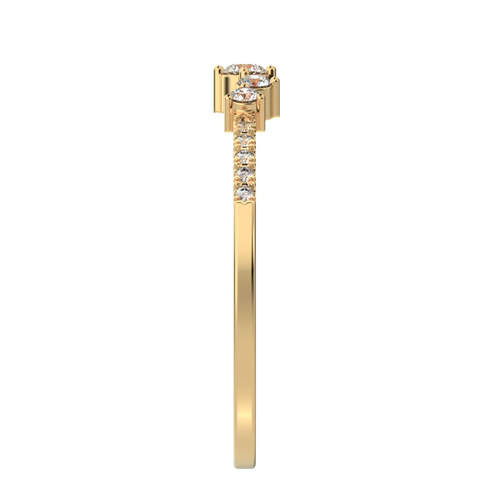 0.14Ct Round Cut Simulated Clear Diamond Constellation Stackable Half Eternity cluster 14K / 18K Solid Yellow Gold everyday wedding band