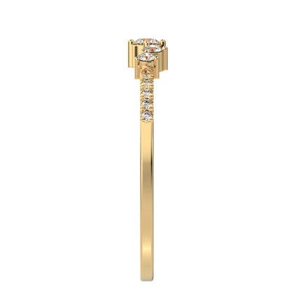 0.14Ct Round Cut Simulated Clear Diamond Constellation Stackable Half Eternity cluster 14K / 18K Solid Yellow Gold everyday wedding band