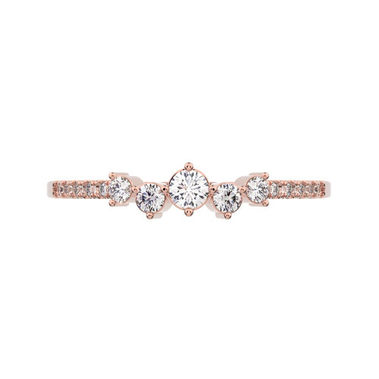0.14Ct Round Cut Simulated Clear Diamond Constellation Stackable Half Eternity cluster 14K / 18K Solid Rose Gold everyday wedding band