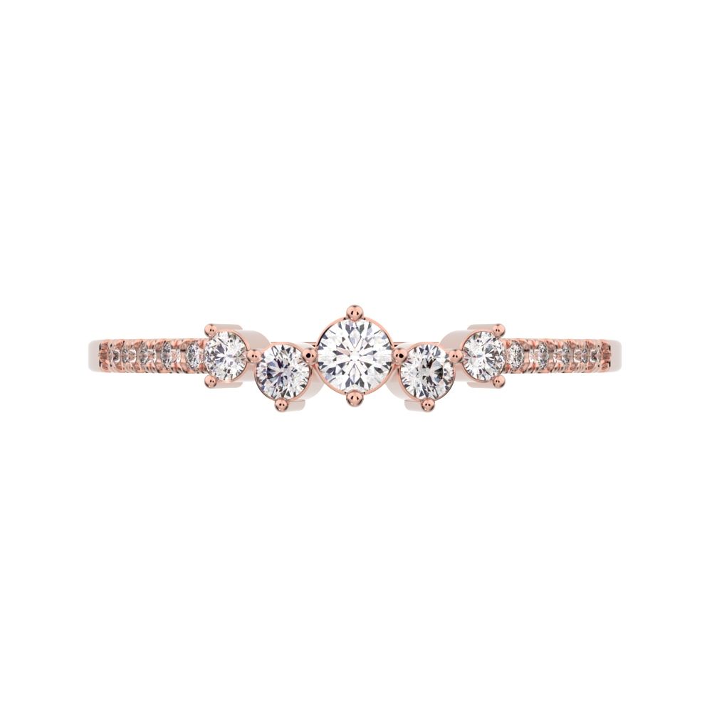 0.14Ct Round Cut Moissanite dainty Minimalist Constellation Stackable Half Eternity cluster 14K / 18K Solid Rose Gold everyday wedding band