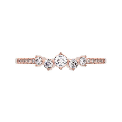0.14Ct Round Cut Moissanite dainty Minimalist Constellation Stackable Half Eternity cluster 14K / 18K Solid Rose Gold everyday wedding band