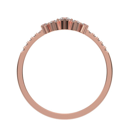 0.14Ct Round Cut Simulated Clear Diamond Constellation Stackable Half Eternity cluster 14K / 18K Solid Rose Gold everyday wedding band