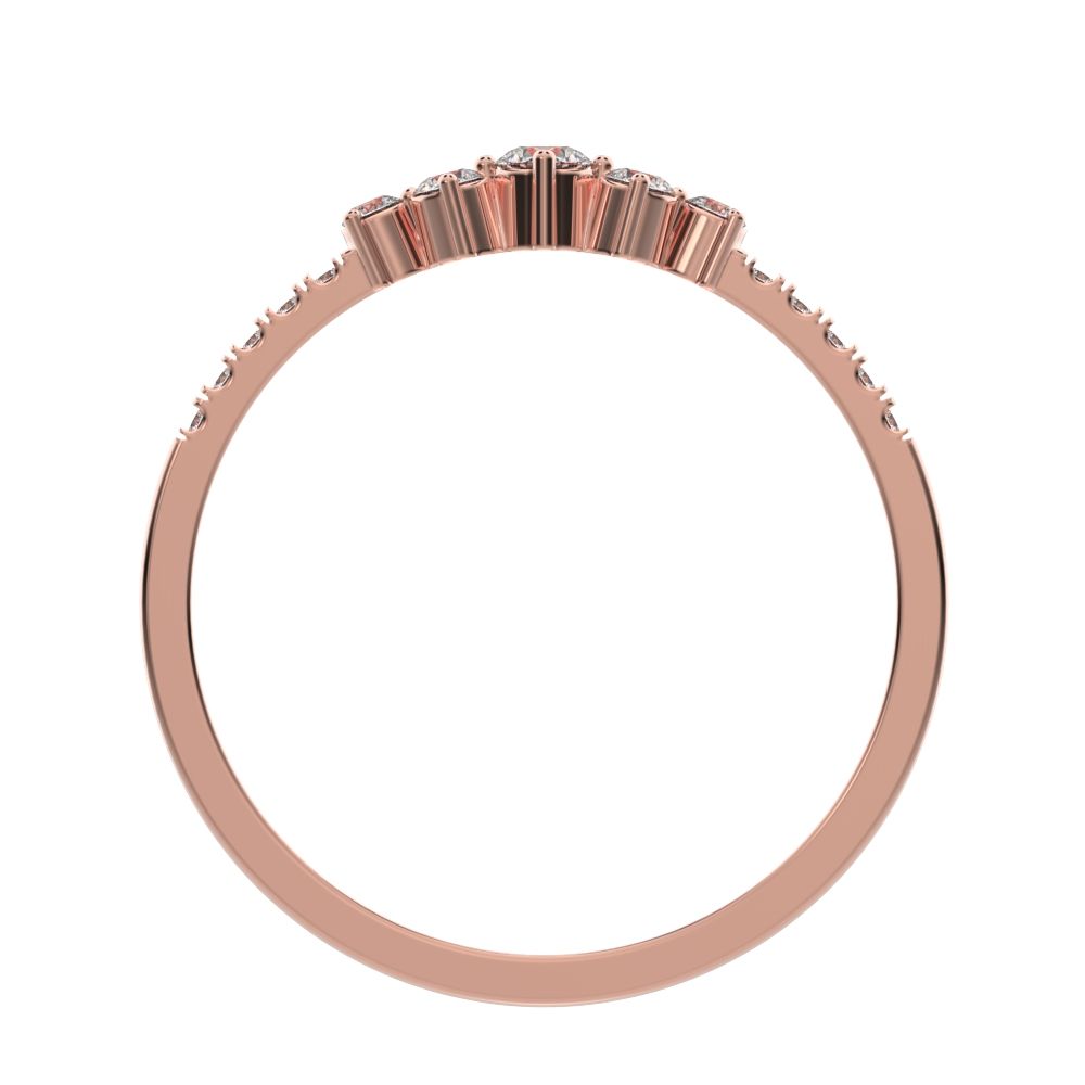 0.14Ct Round Cut Moissanite dainty Minimalist Constellation Stackable Half Eternity cluster 14K / 18K Solid Rose Gold everyday wedding band