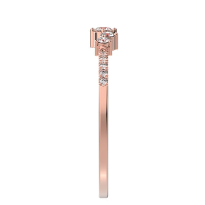 0.14Ct Round Cut Moissanite dainty Minimalist Constellation Stackable Half Eternity cluster 14K / 18K Solid Rose Gold everyday wedding band