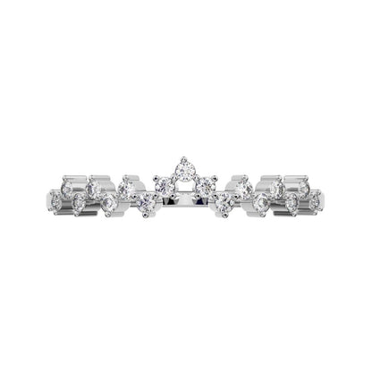 0.17Ct Round Cut Simulated Clear Diamond Constellation Stackable Half Eternity cluster 14K / 18K Solid White Gold everyday wedding band