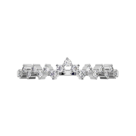 0.17Ct Round Cut Moissanite Minimalist Constellation Stackable Half Eternity cluster 14K / 18K Solid White Gold everyday wedding band