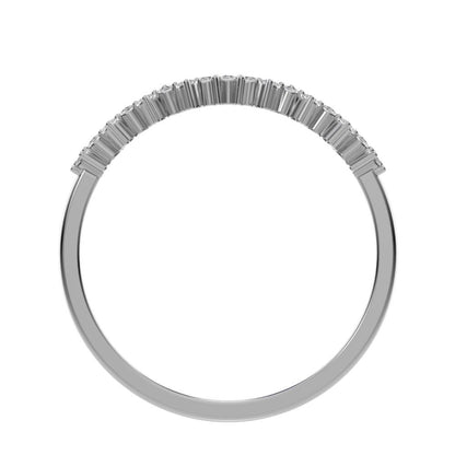 0.17Ct Round Cut Simulated Clear Diamond Constellation Stackable Half Eternity cluster 14K / 18K Solid White Gold everyday wedding band