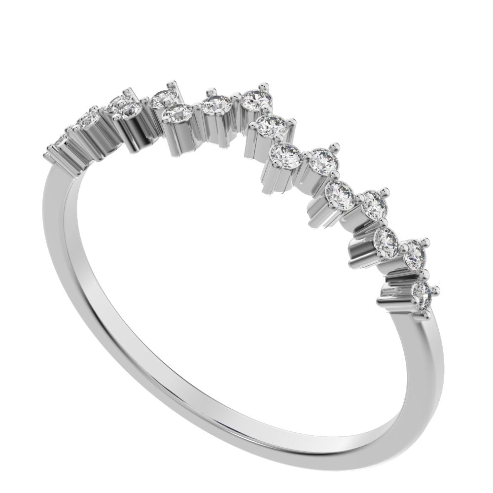 0.17Ct Round Cut Simulated Clear Diamond Constellation Stackable Half Eternity cluster 14K / 18K Solid White Gold everyday wedding band