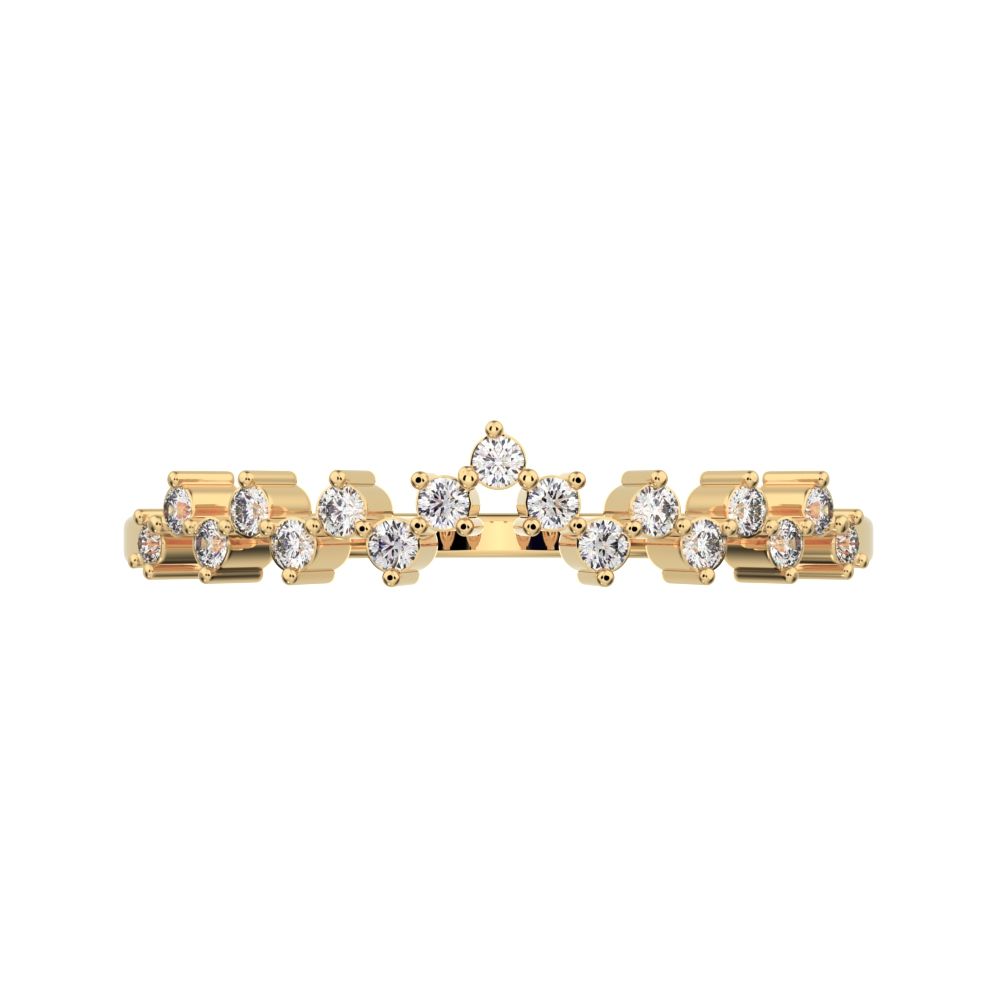 0.17Ct Round Cut Simulated Clear Diamond Constellation Stackable Half Eternity cluster 14K / 18K Solid Yellow Gold everyday wedding band