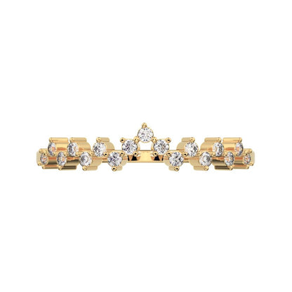 0.17Ct Round Cut Simulated Clear Diamond Constellation Stackable Half Eternity cluster 14K / 18K Solid Yellow Gold everyday wedding band