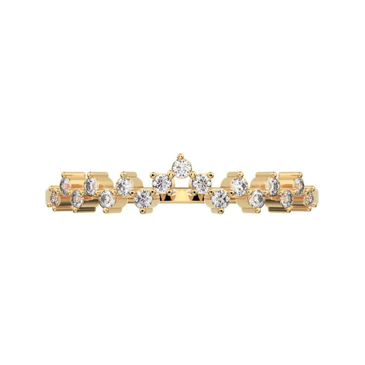 0.17Ct Round Cut Moissanite Minimalist Constellation Stackable Half Eternity cluster 14K / 18K Solid Yellow Gold everyday wedding band